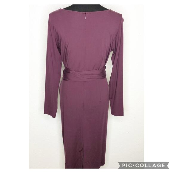 Ann Taylor wine purple tie waist midi dress size 12 - Picture 15 of 15